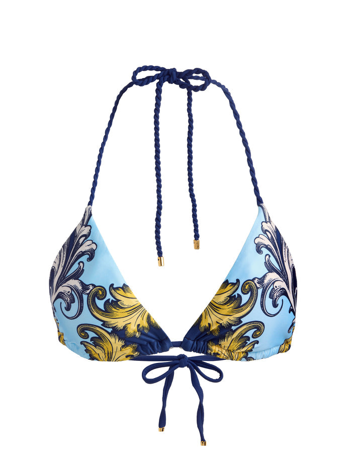 A+O X PQ SWIM TRIANGLE BIKINI TOP - ANTIQUE SCROLL