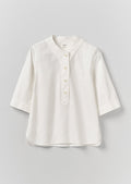 Applied Placket Cotton Linen Top | Vintage White