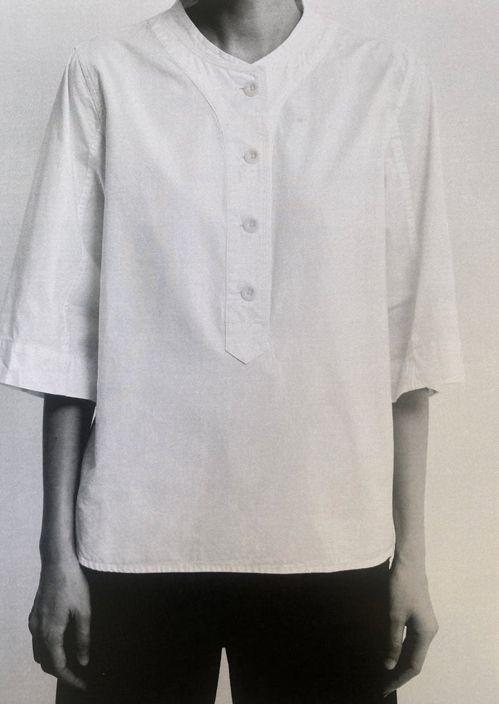 Applied Placket Cotton Linen Top | Vintage White