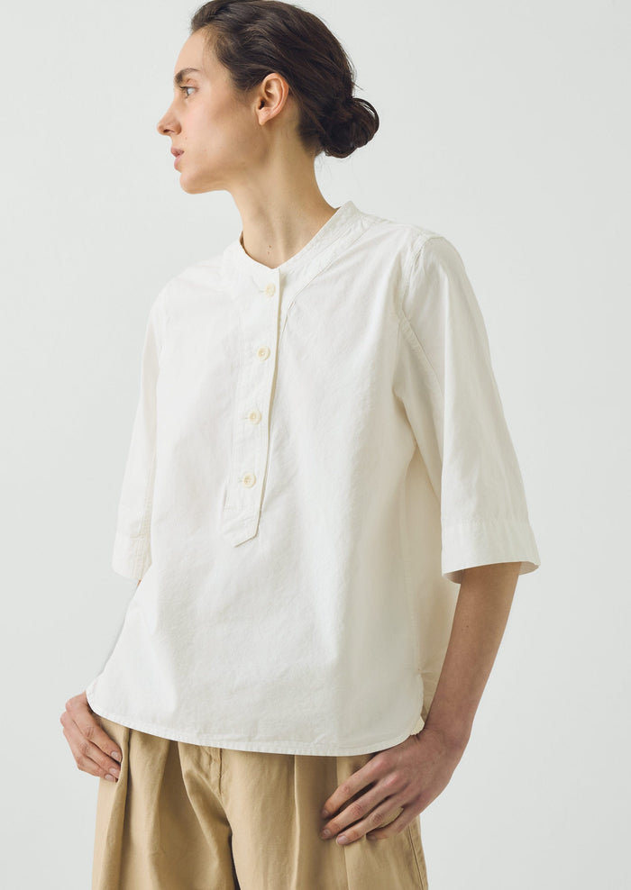 Applied Placket Cotton Linen Top | Vintage White