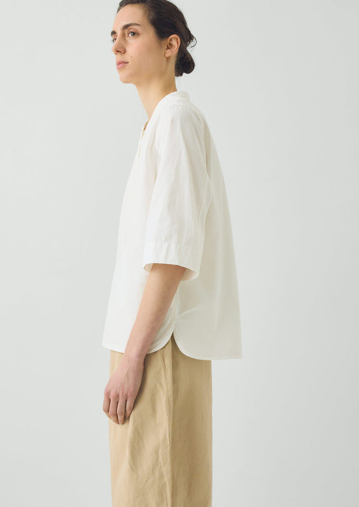 Applied Placket Cotton Linen Top | Vintage White