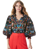 APRIL EMBROIDERED FLORAL BLOUSE - SANTA MONICA MULTI