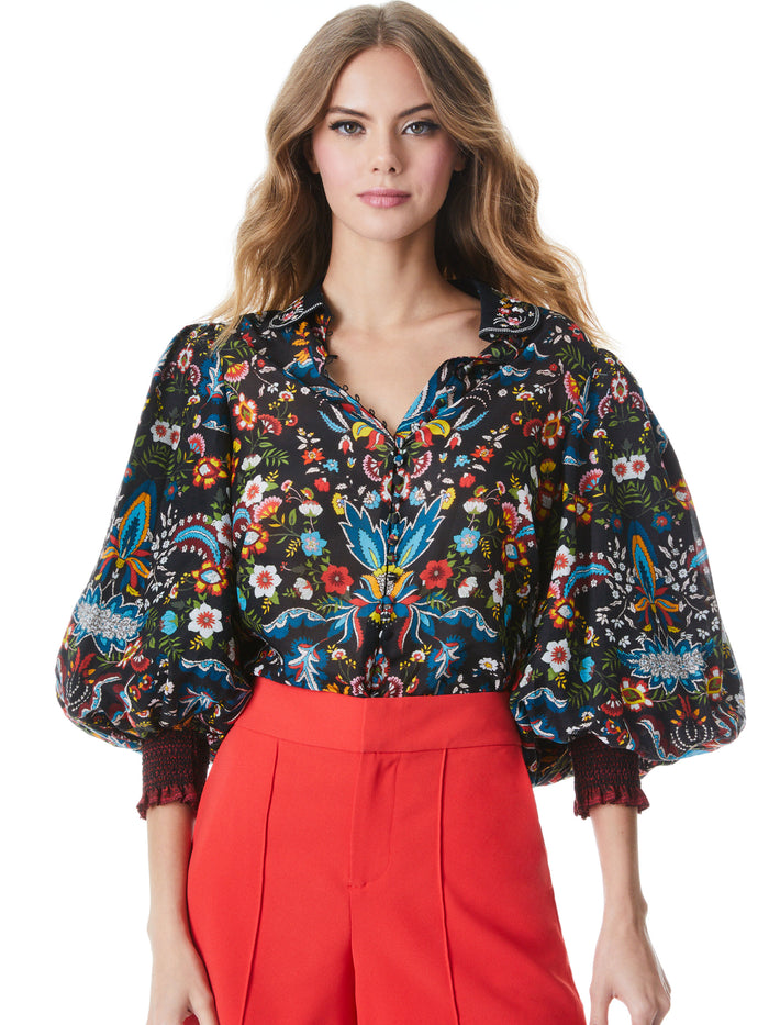 APRIL EMBROIDERED FLORAL BLOUSE - SANTA MONICA MULTI