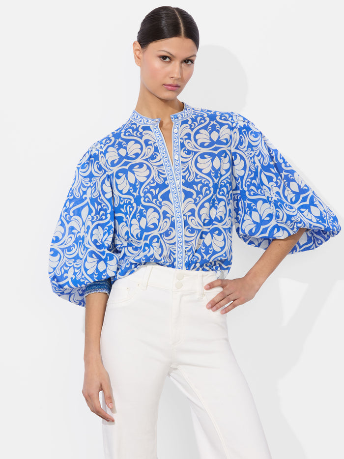 APRIL PRINTED BLOUSE - SOIREE TRUE BLUE