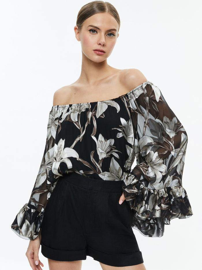 ARDELIA OFF THE SHOULDER TOP - STARGAZER BLACK LG