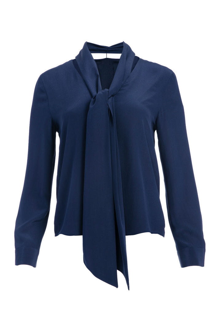 ARIE TIE NECK TOP - SAPPHIRE