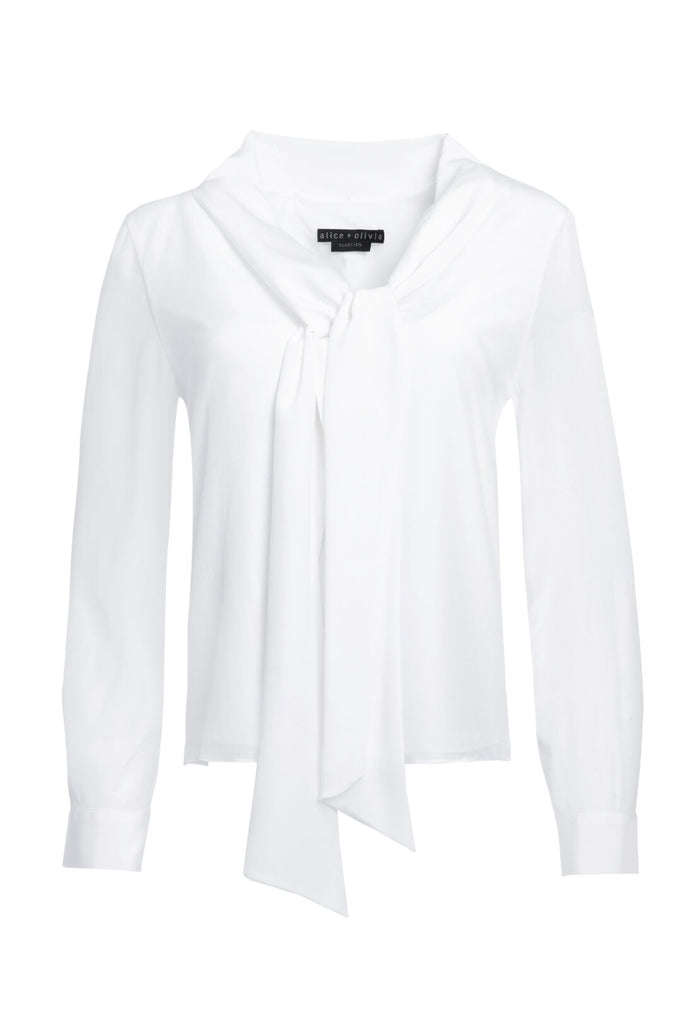 ARIE TIE NECK TOP - WHITE
