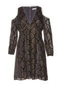 ARLA CLD SHLDR DP VNK FLRE DRS - BLACK/GOLD