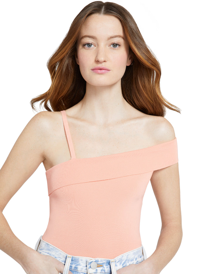ARLETTA ASYMMETRICAL CROP TANK - LIGHT PEACH
