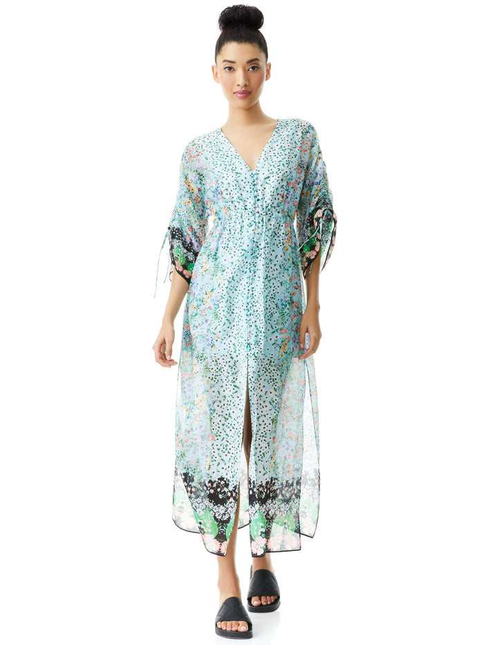 ARLINDA BUTTON FRONT MAXI DRESS - COASTAL GARDENS MULTI