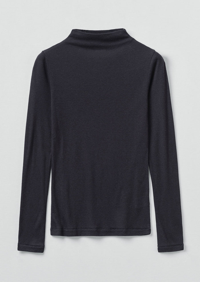Aster High Neck Wool Lyocell Tee | Ink
