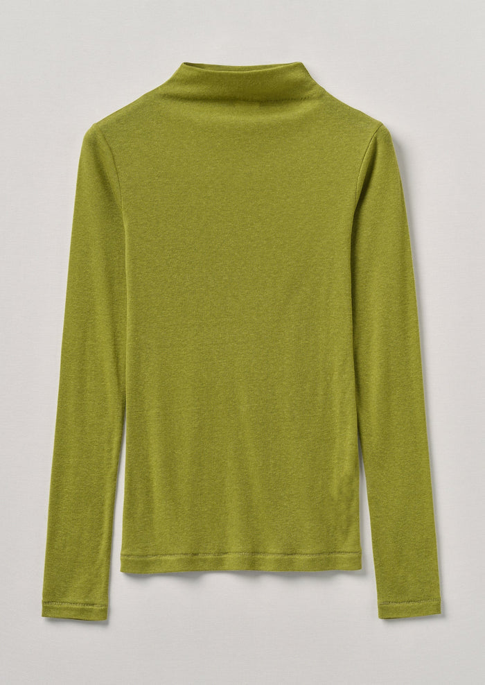 Aster High Neck Wool Lyocell Tee | Pea