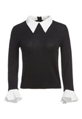ASTER RUFFLE CUFF SWTR - BLACK/SOFT WHITE