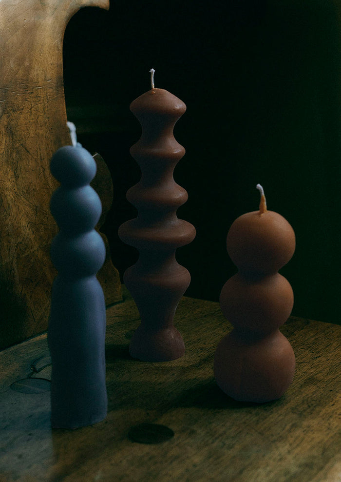 Astral Sculptural Beeswax Candle | Ice Blue
