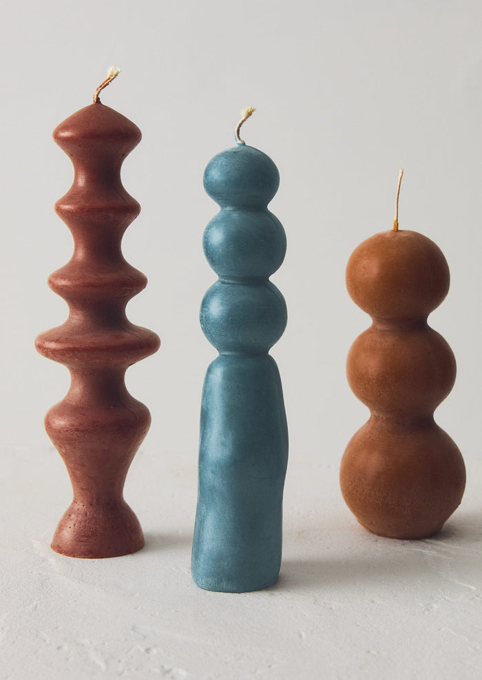 Astral Sculptural Beeswax Candle | Ice Blue