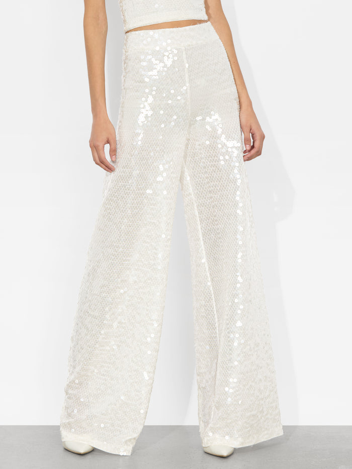 ATHENA SEQUIN PANT - OFF WHITE/CLEAR