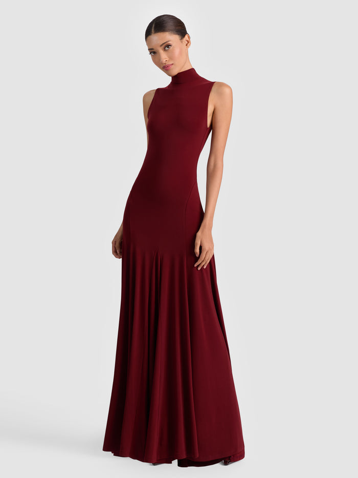 AUGUSTA OPEN BACK MAXI DRESS - OXBLOOD