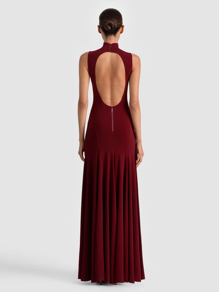 AUGUSTA OPEN BACK MAXI DRESS - OXBLOOD