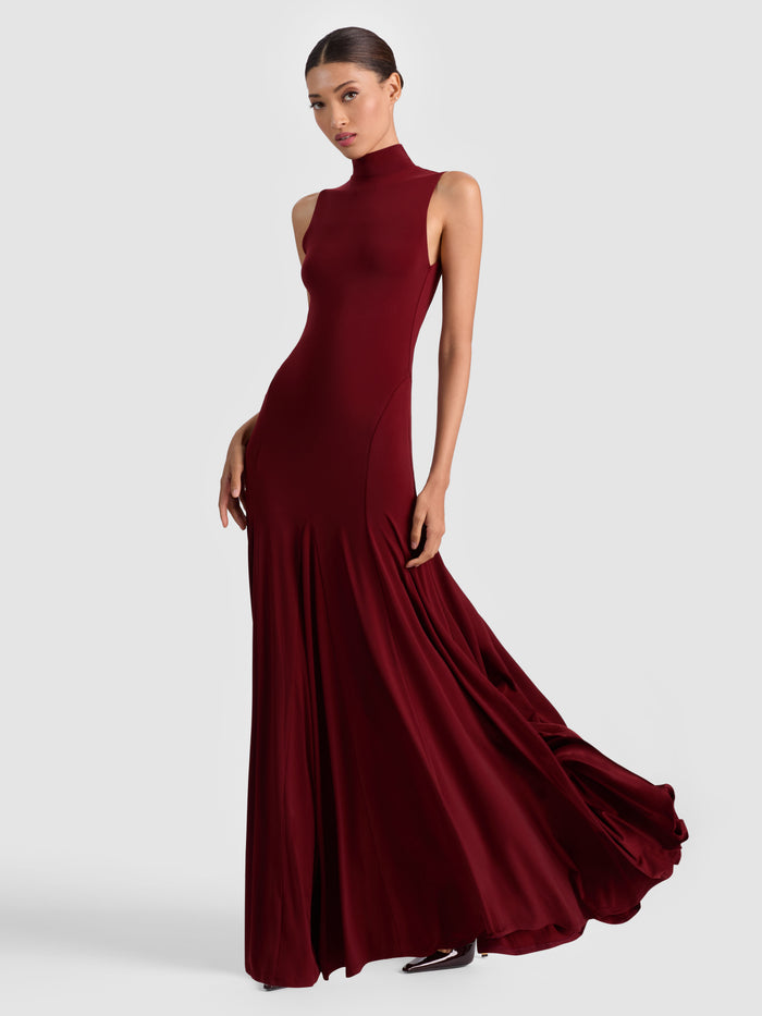 AUGUSTA OPEN BACK MAXI DRESS - OXBLOOD
