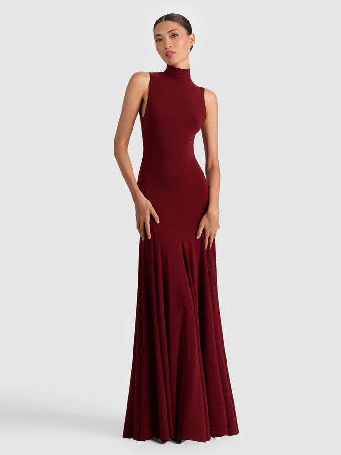 AUGUSTA OPEN BACK MAXI DRESS - OXBLOOD