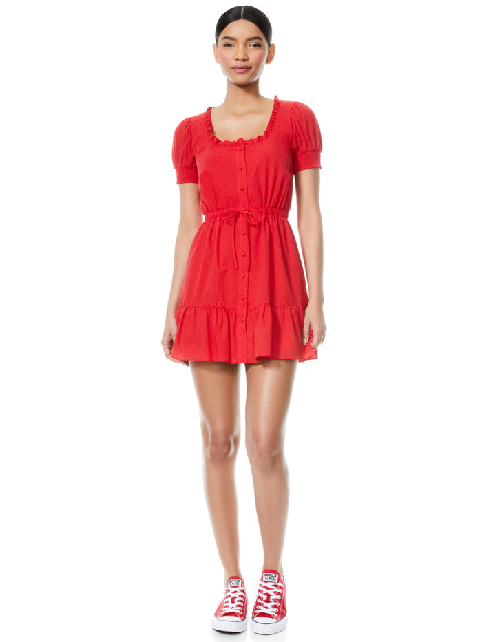 AVI BTNDWN RCHED WAIST SHO DRE - BRIGHT POPPY