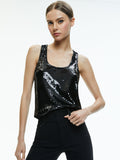 AVRIL SEQUIN BOXY TANK - BLACK