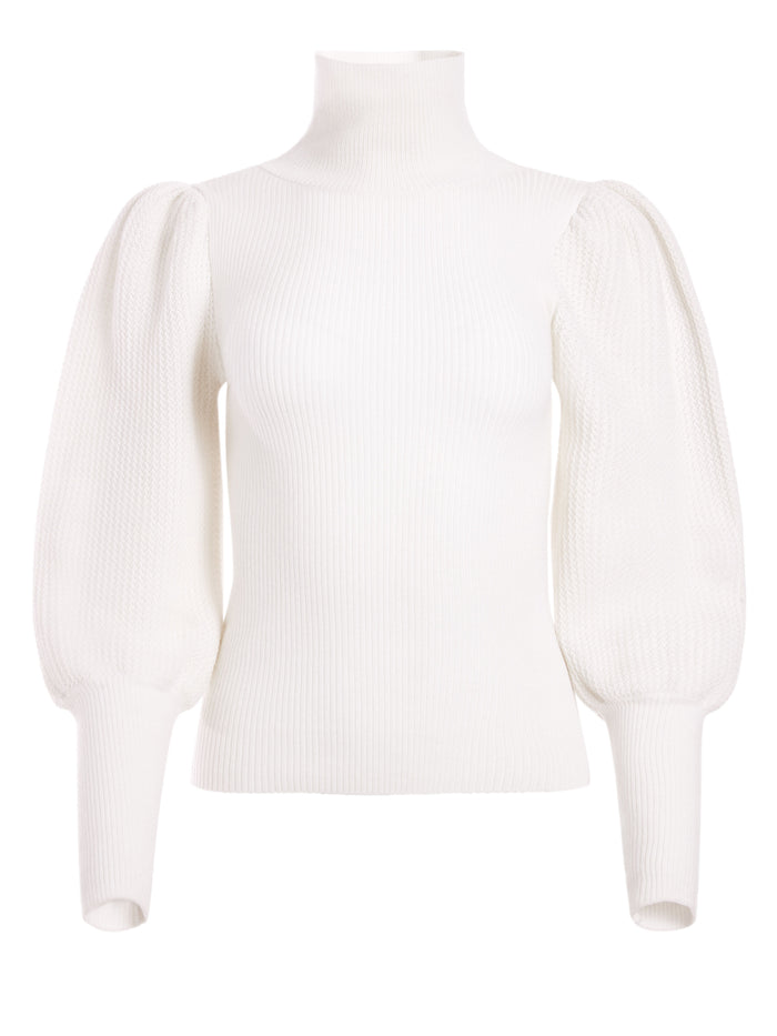 BABETTE PUFF SLEEVE TURTLENECK - SOFT WHITE