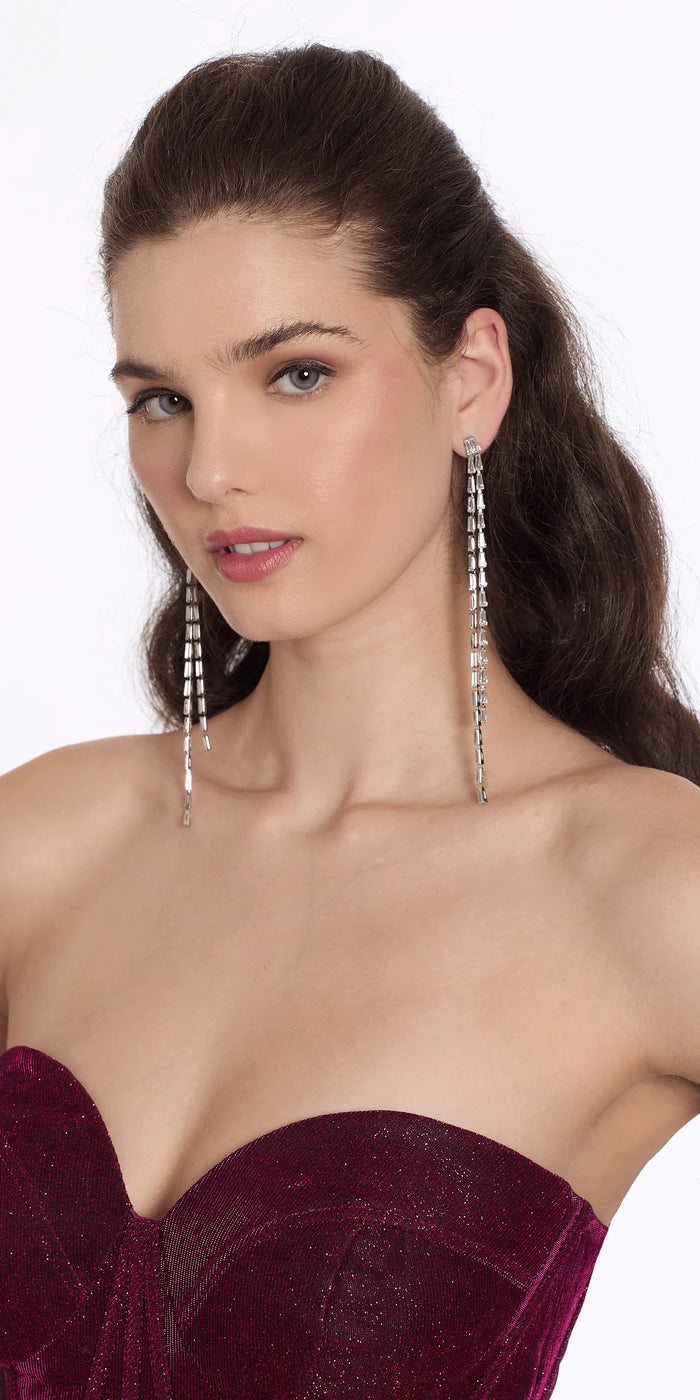 Baguette Extra Long Double Strand Earrings - Camille La Vie