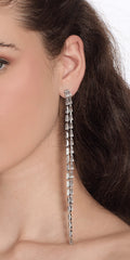 Baguette Extra Long Double Strand Earrings - Camille La Vie