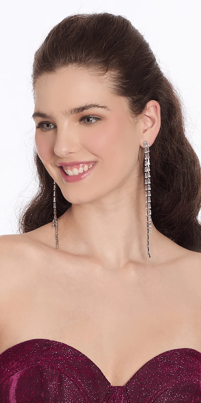 Baguette Extra Long Double Strand Earrings - Camille La Vie