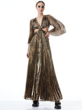 BAHAMA V-NECK CUT OUT MAXI DRESS - SPOTTED LEOPARD