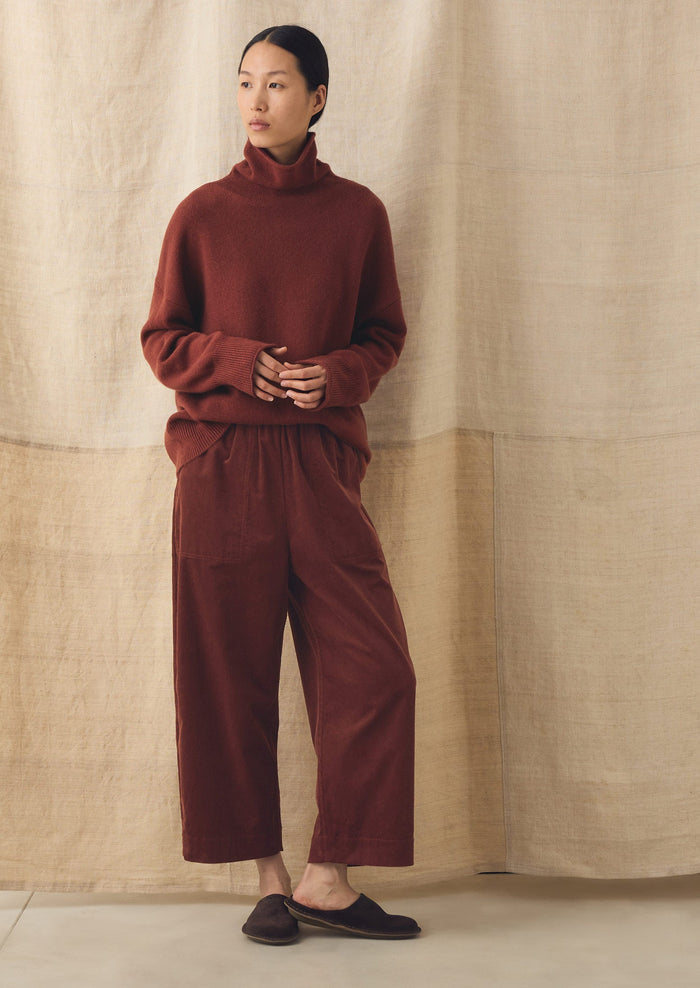 Barrel Leg Cord Pants | Brick Red