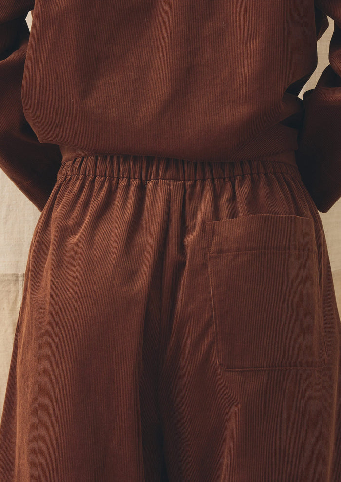 Barrel Leg Cord Pants | Brick Red