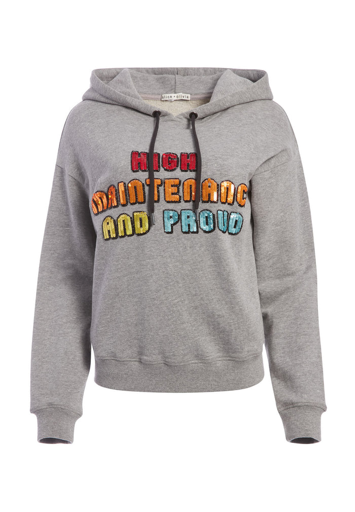 BARRON SEQUIN WIDE SLEEVE HOODIE - HEATHER GREY/MULTI