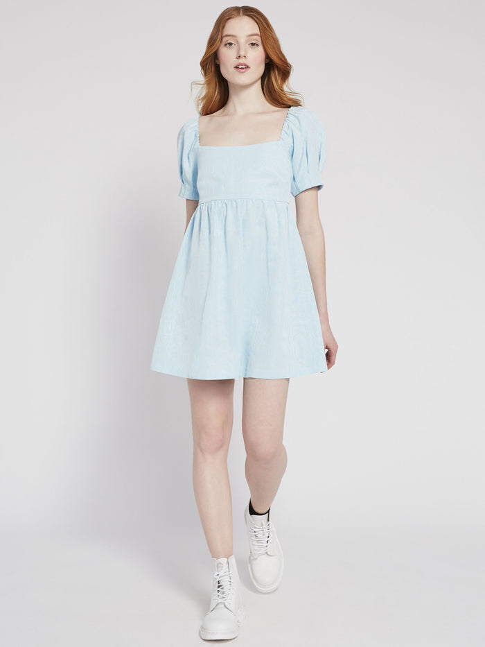 BAUERY PUFF SLEEVE MINI DRESS - POWDER BLUE