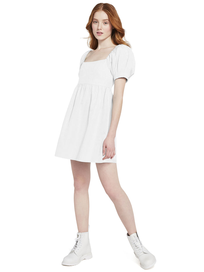 BAUERY PUFF SLEEVE MINI DRESS - WHITE