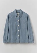 Baya Patch Pocket Stripe Cotton Shirt | Chambray Blue/Ecru