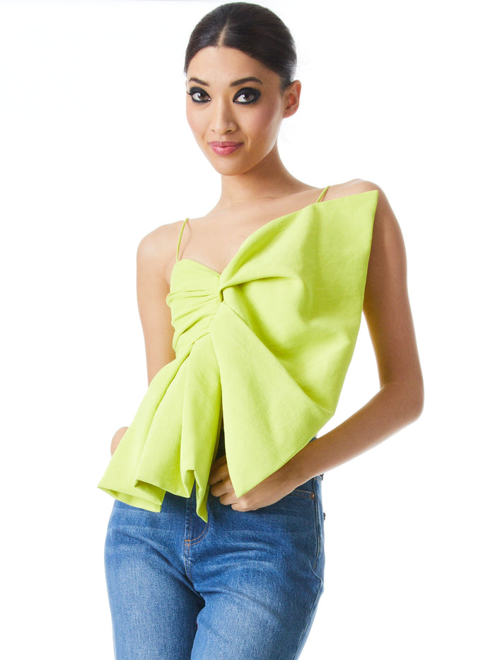 BELINE FRONT BOW CROP TOP - CITRON