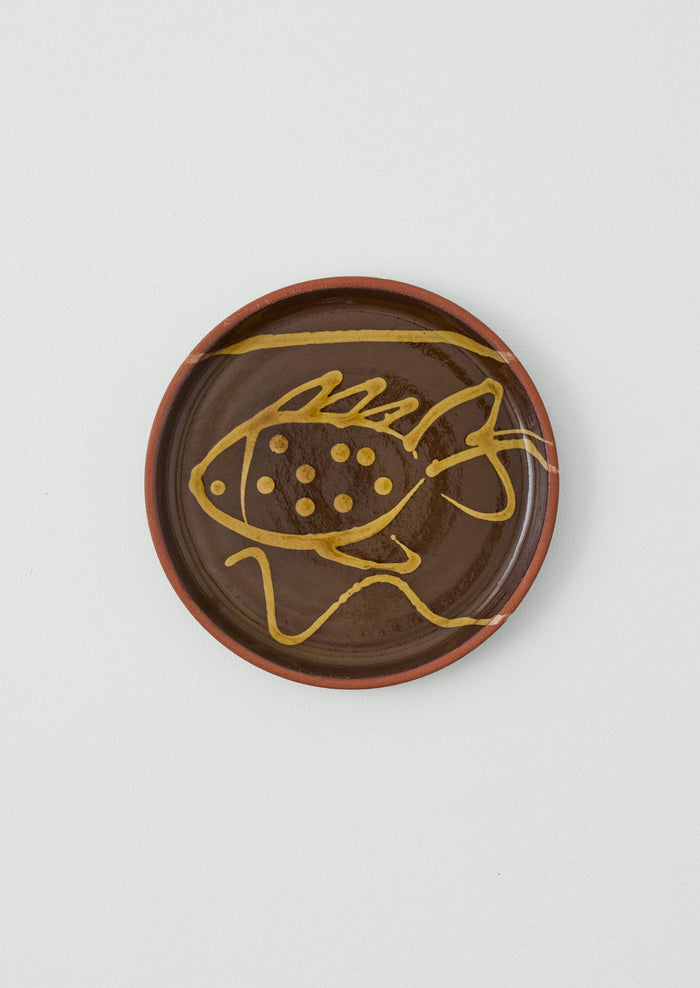 Ben Hall Slip Trailed Fish Plate | Terracotta/Ochre