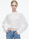 BERNETTA CROPPED PULLOVER WITH DRAWSTRING - SOFT WHITE