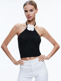 BESSIE HALTER TOP - BLACK/SOFT WHITE