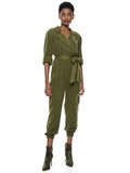 BESSIE NOTCH COLLAR JUMPSUIT - OLIVE