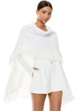 BETSY PONCHO WITH FRINGE - SOFT WHITE