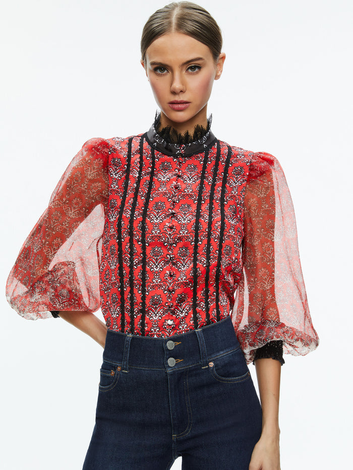 BETTINA BLOUSON SLEEVE TOP - ALLURE MEDALLION