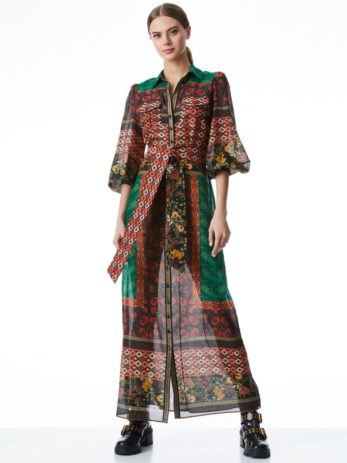 BEVERLY BUTTON FRONT MAXI DRESS - NOMAD MULTI