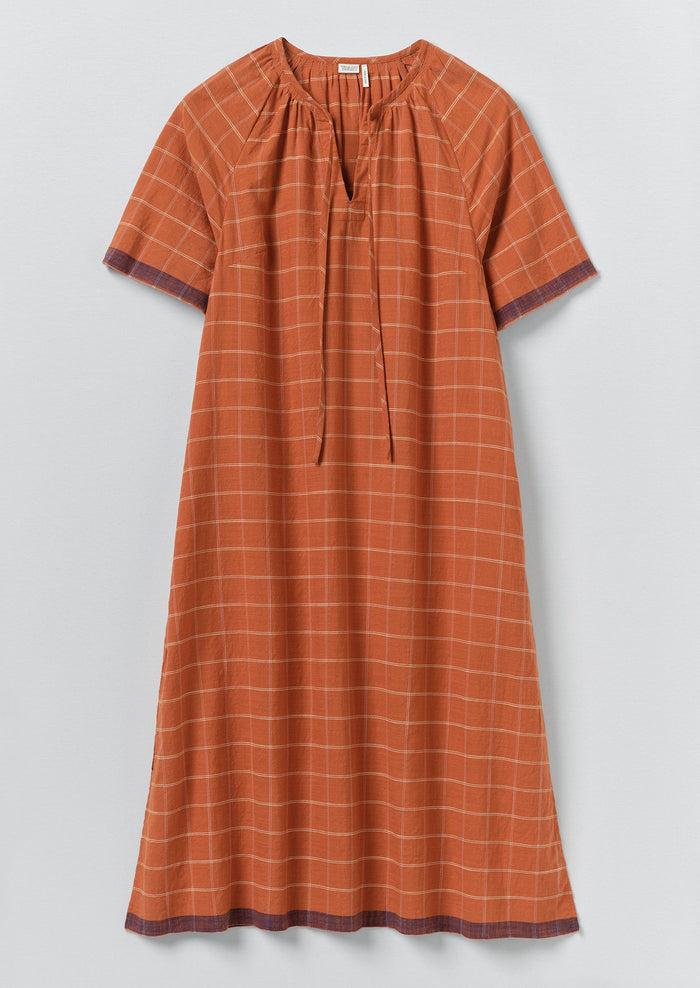 Bistrot Check Cotton Kaftan | Papaya