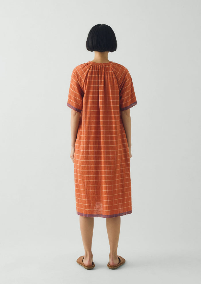 Bistrot Check Cotton Kaftan | Papaya