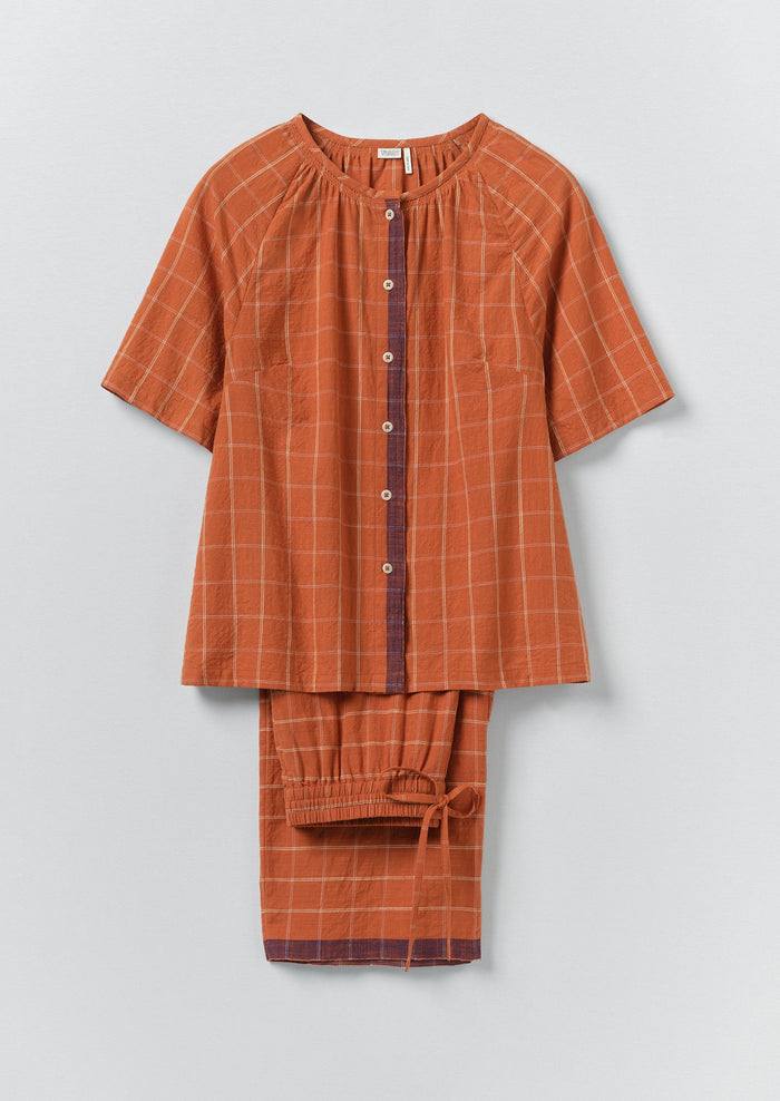 Bistrot Check Cotton Pajamas | Papaya