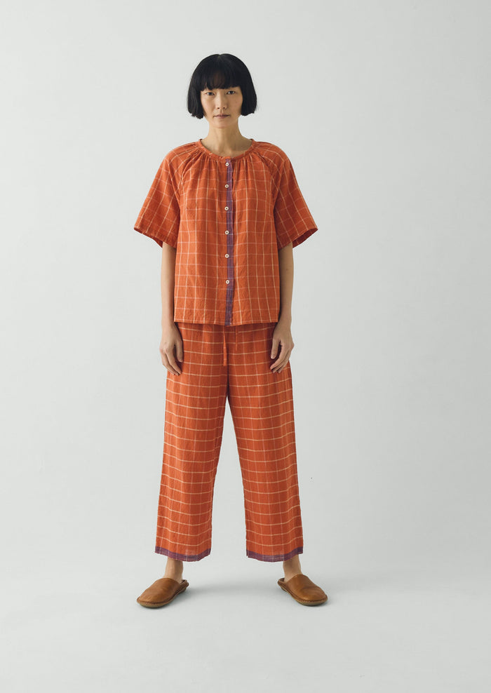 Bistrot Check Cotton Pajamas | Papaya