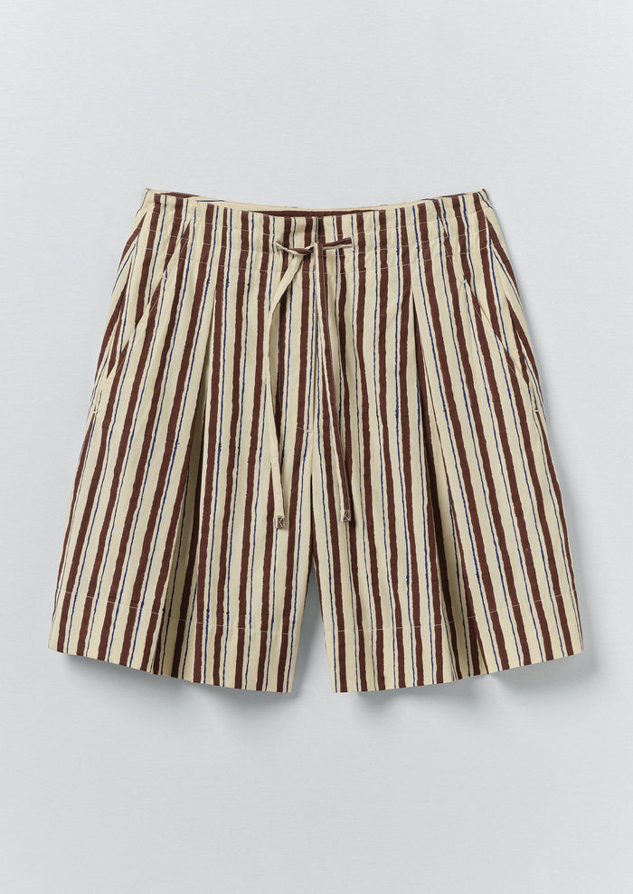 Block Print Sorbet Stripe Shorts | Pastel Lemon